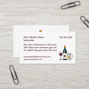 Carte De Visite Barman blanc