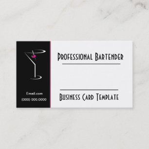 Carte De Visite Barman de logos à cocktails Pink Martini