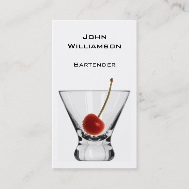 Carte De Visite Barman de professionnel de cerise en verre de (Devant)