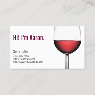 Carte De Visite Barman de Sommelier en verre de vin