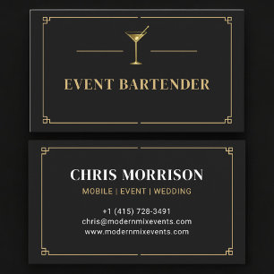 Carte De Visite Barman d'événement Professionnel