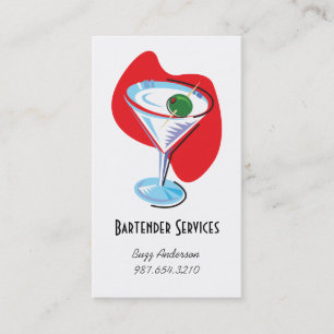 Carte De Visite Barman Martini Glass_red