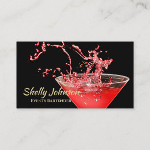 Carte De Visite Barman Red Splash tendance et traiteur événementie