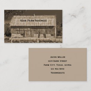 Carte De Visite Barn Sepia Brown Pays Vintage Rustique Ferme