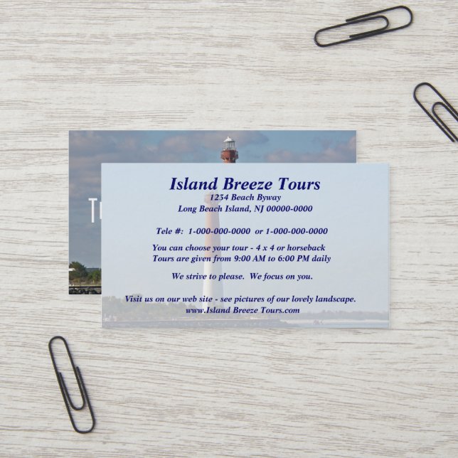 Carte De Visite Barnegat Lighthouse Long Beach Island New Jersey (Devant/Arrière en situation)