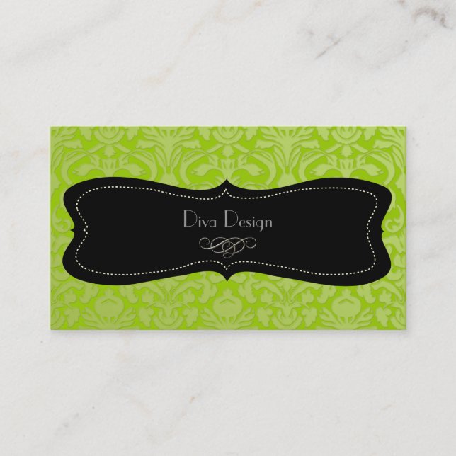 Carte De Visite Baroque damassé vert/noir (Devant)