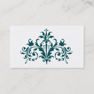 Carte de visite baroque turquoise et blanc