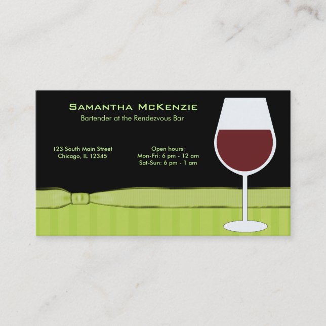 Carte De Visite Barre du barman/propriétaire (Devant)