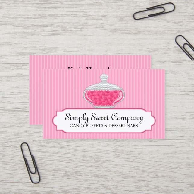 Carte De Visite Barres de buffet et de dessert de sucrerie (Devant/Arrière en situation)