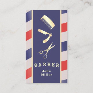 Carte De Visite Barres d'or Vintages rétro Outils Bleu rouge Bleu 