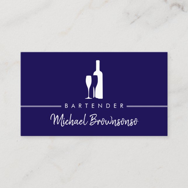 Carte De Visite Bartender Bar Club Modern Navy (Devant)