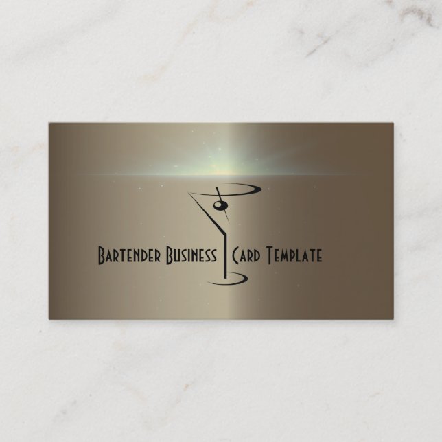 Carte De Visite Bartender Cocktail Logo Modèle Martini (Devant)