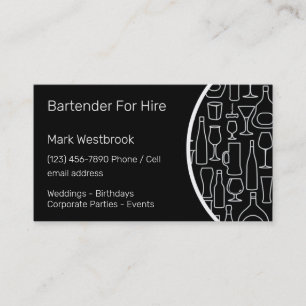 Carte De Visite Bartender for Hire Modern