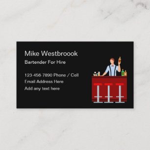 Carte De Visite Bartender For Hire Modern Design