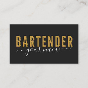 Carte De Visite Bartender Vintage Retro Typographie Nom de signatu