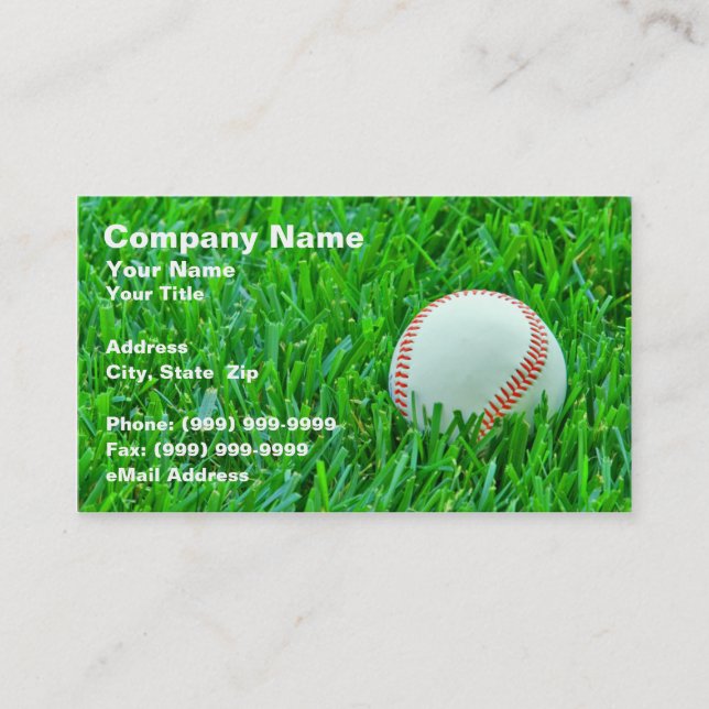 Carte De Visite Base-ball dans l'herbe (Devant)