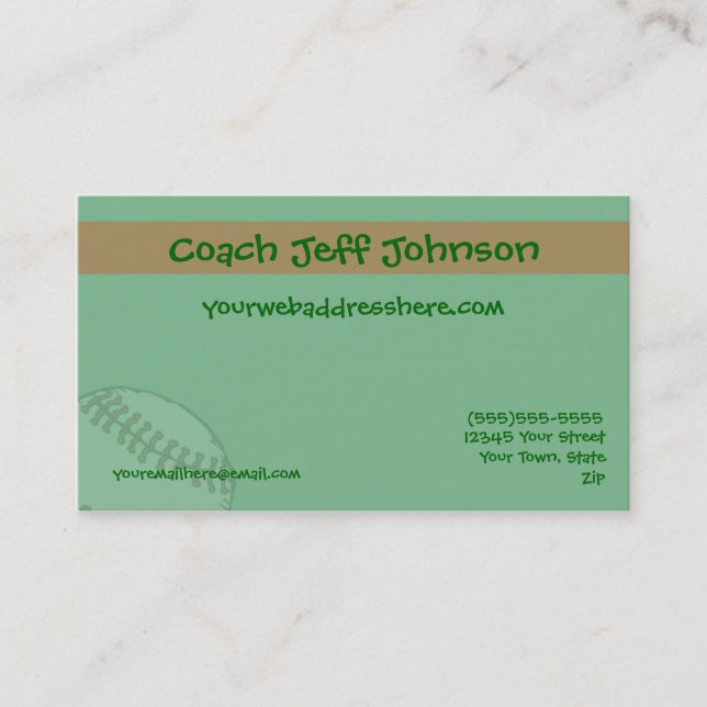 Carte De Visite Baseball de softball (Devant)