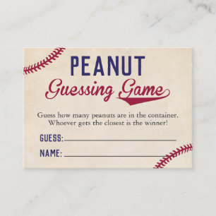 Carte De Visite Baseball Thème Baby shower Peanut Guider Jeu