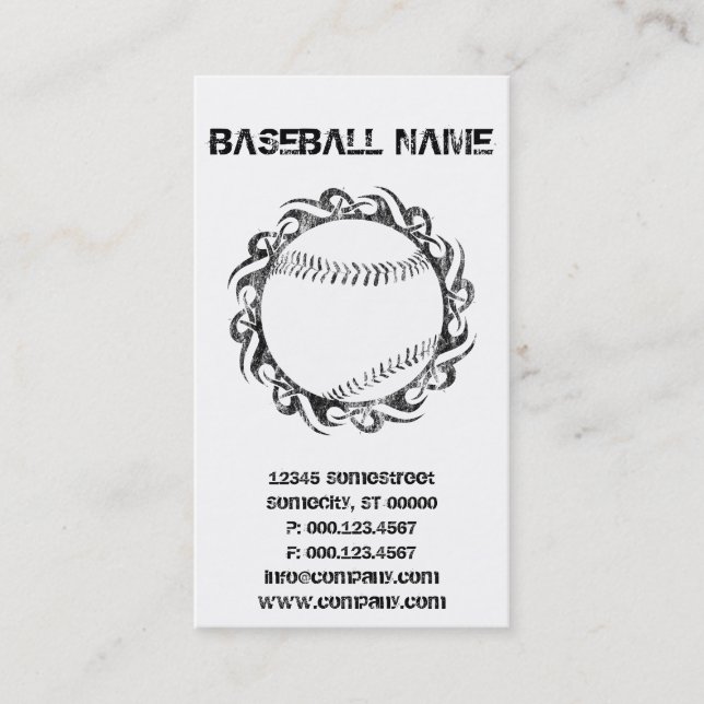 Carte De Visite baseball tribal (Devant)