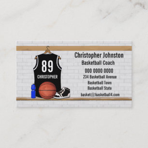 Carte De Visite Basket-ball noir et blanc personnalisé Jersey