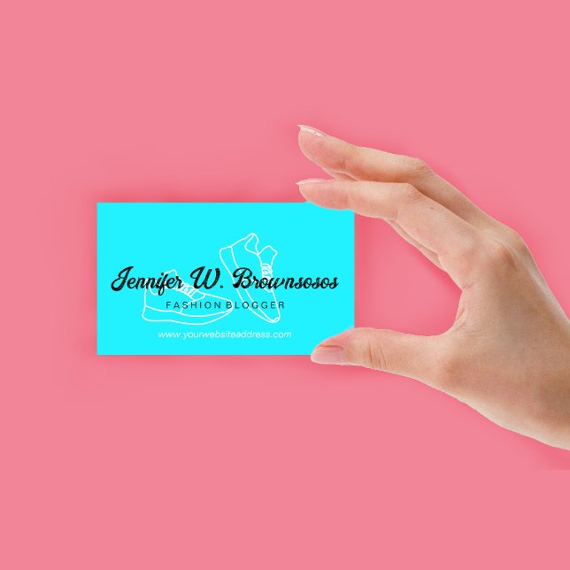 Carte De Visite Basket d'art moderne Neon Turquoise Line (Modern Neon Teal Line Art Sneaker Business Card)