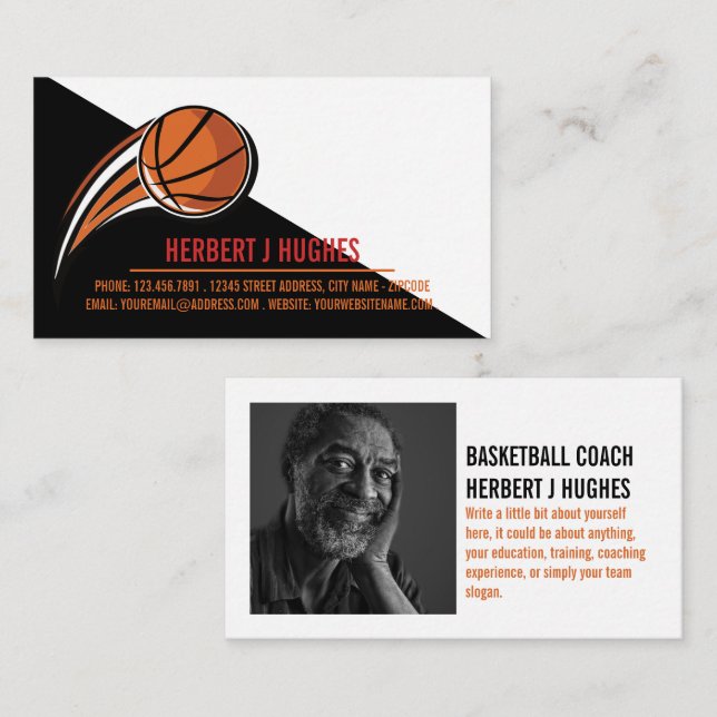 Carte De Visite Basket, Lecteur De Basket, Coach, Photo (Devant / Derrière)