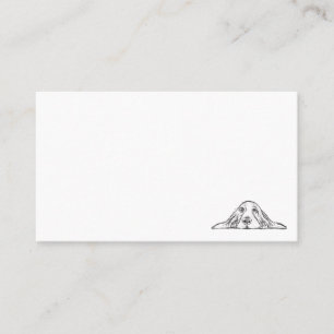 Carte De Visite basset hound noir blanc simple chiot yeux 