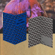 Bat Motif Halloween Blue Classroom Exchange Card