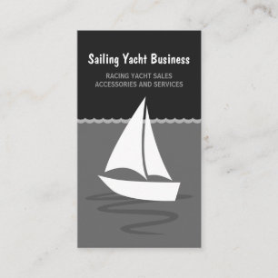Carte De Visite Bateau à voile à voile gris et noir