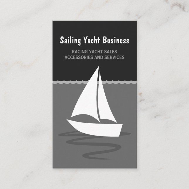 Carte De Visite Bateau à voile à voile gris et noir (Devant)