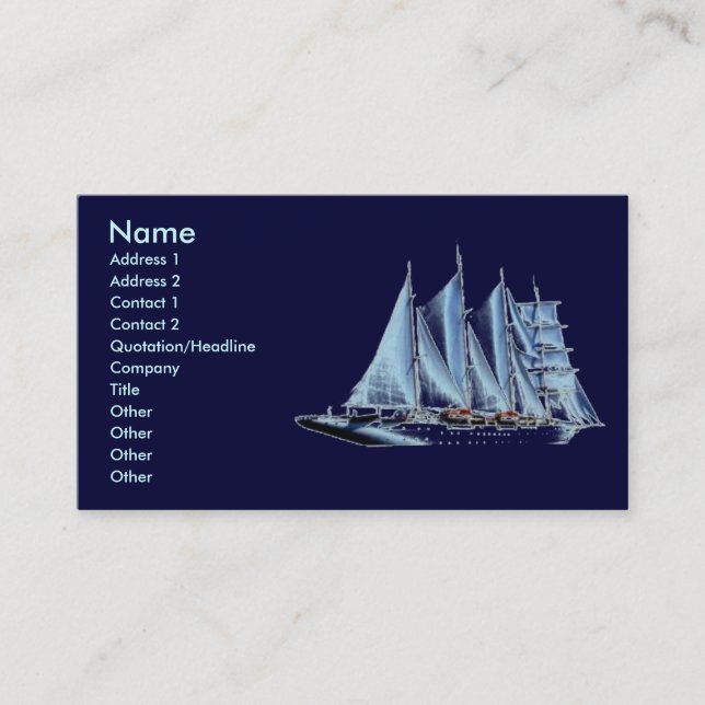 Carte De Visite Bateau bleu (Devant)