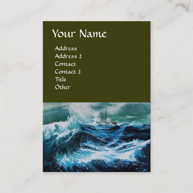 Carte De Visite Bateau dans la mer dans la tempête (Devant)