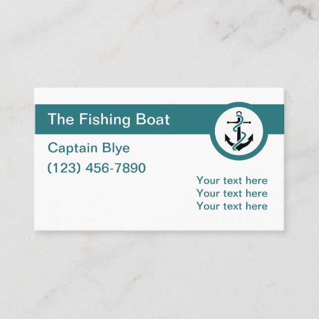 Carte De Visite Bateau de pêche Capitaine moderne (Devant)
