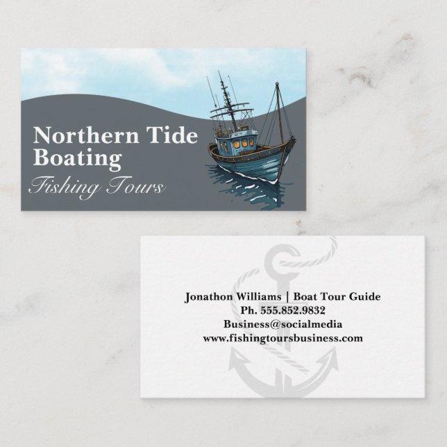 Carte De Visite Bateau de pêcheurs | Ancre nautique (Devant / Derrière)