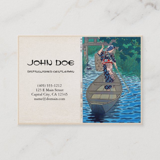 Carte De Visite Bateau japonais oriental frais de dame de pêcheur (Devant)