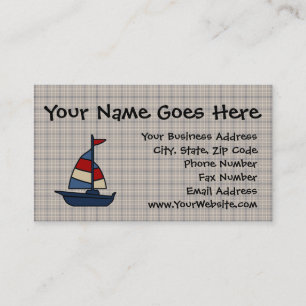 Carte De Visite Bateau nautique personnalisé Bleu/Tan Boy's