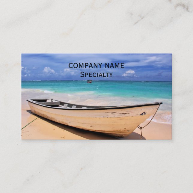 Carte De Visite Bateau Sur La Plage (Devant)