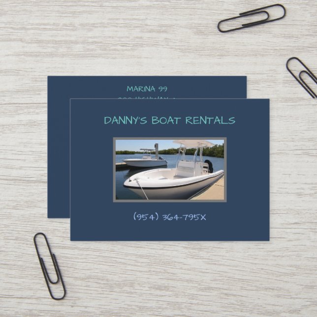 Carte De Visite Bateaux blancs dans la marina location de bateau (Devant/Arrière en situation)
