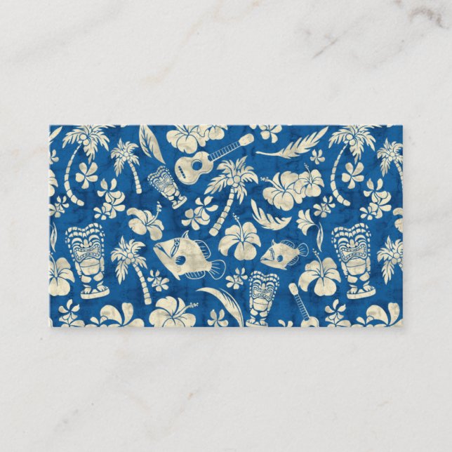Carte De Visite Batik hawaïen de plage de Mahapuu naturel et bleu (Devant)