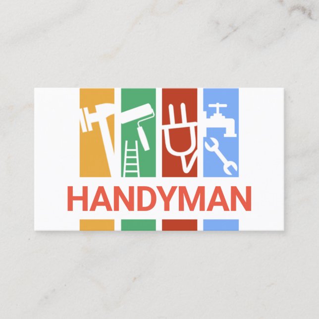 Carte De Visite Bâtiment coloré Handyman Tool Grandes (Devant)