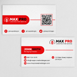 Carte De Visite Bâtiment & Construction Moderne, Blanc Entrepreneu