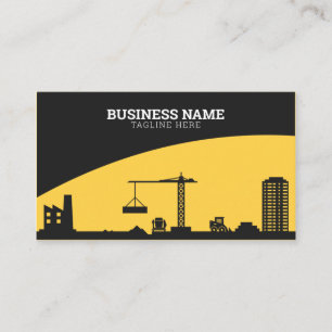 Carte De Visite Bâtiment moderne de chantier noir et jaune