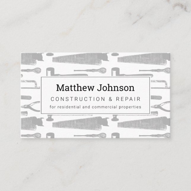 Carte De Visite Bâtiment Professionnel Construction Moderne Blanc (Devant)