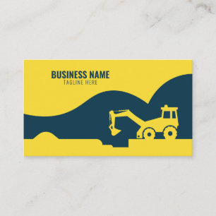 Carte De Visite Bâtiment Silhouette moderne Jaune et Bleu
