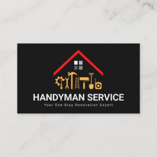 Carte De Visite Bâtiment sur toit rouge Handyman Outils Accueil Ré