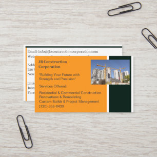 Carte De Visite Bâtiments Entrepreneur Bâtiment Grue de constructi