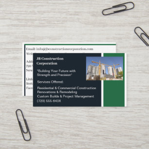 Carte De Visite Bâtiments Entrepreneur Bâtiment Grue de constructi