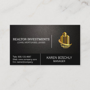 Carte De Visite Bâtiments Skyscraper Gold   Logo mondial