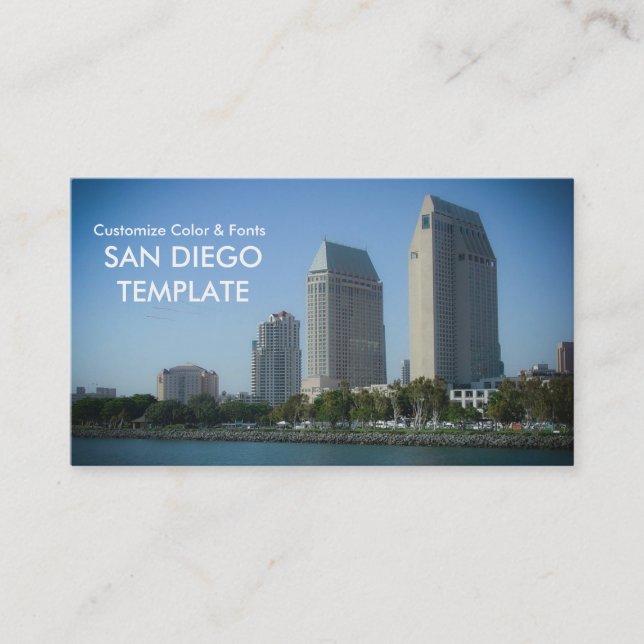 Carte De Visite Bâtiments urbains et port - San Diego (Devant)