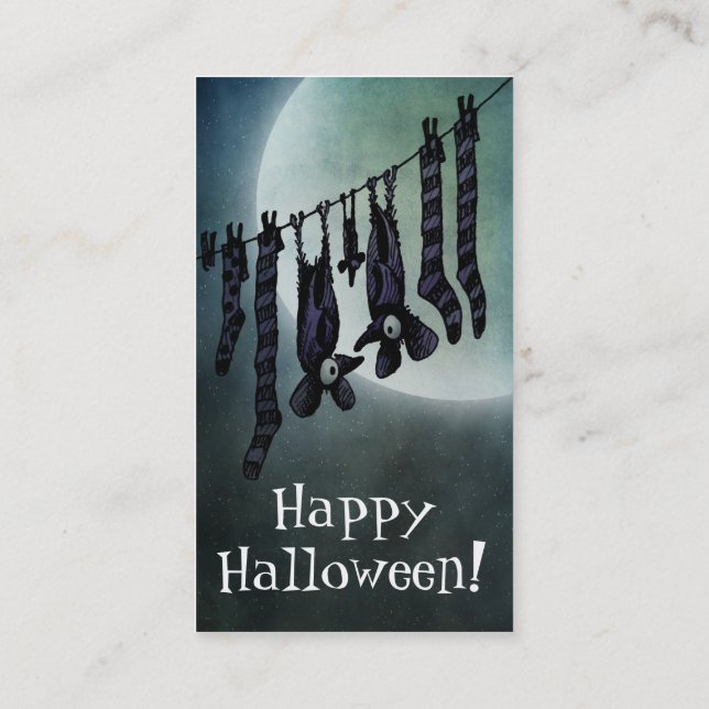 Carte De Visite Battes drôles de Halloween de Pleine lune (Dos)